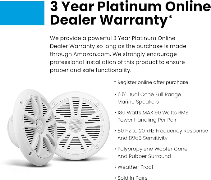 4) New Boss Audio MR6W 6.5" 180W Dual Cone Marine/Boat Speakers Stereo- White