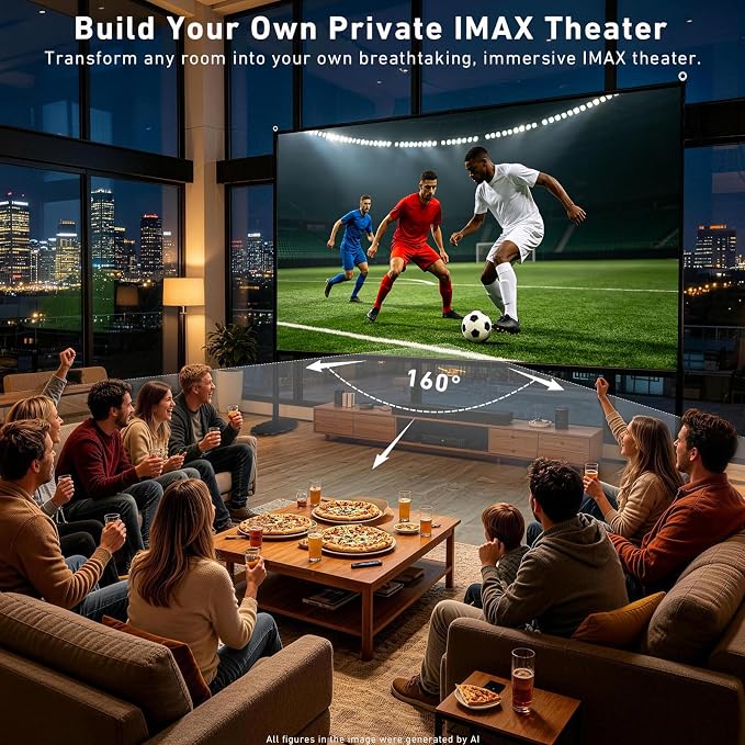 150 inch Projector Screen with Stand, 16:9 4K HD Portable Outdoor Movie Screen, Wrinkle-Free Foldable Indoor Projection Screen with Carry Bag & Ground Nails for Backyard Cinema Home Theater