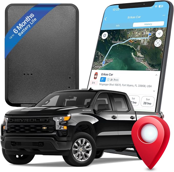 GPS Tracker for Vehicles - Up to 6-Month Battery - Real Time GPS Car Tracker - Hidden Magnetic Tracking Device for Cars, Fleets, Trailers - Global Tracking w/Lifetime Support - Subscription Required