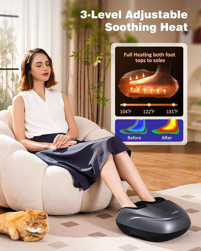 KNQZE Shiatsu Foot Massager with Heat, Compression, Deep Kneading Foot Massage for Plantar Fasciitis Relief, Remote Control, Multi Massage Modes, Auto Shut-Off Timer, FSA Eligible, Fathers Day Gift