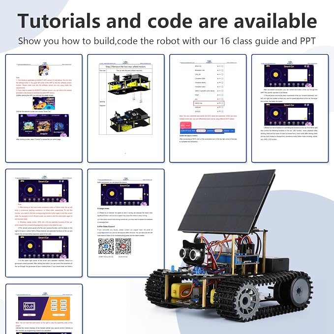 Robot Kit, Robotics for Kids Ages 8-12 12-16, 4-in-1 ESP32 Smart Tank Solar Robot Car for Arduino/Scratch/Python, STEM Science Kit 4WD Remote Control Car Coding Gift Building Toy for Boys Girls Teens