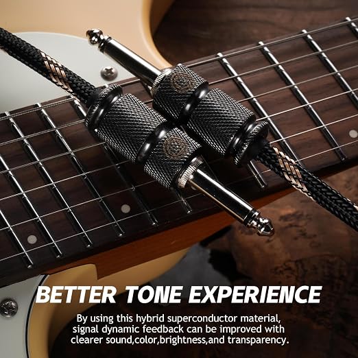 15ft Guitar Cable, 1/4 Inch Straight/Straight Instrument Cable, Electric Guitar Cord Guitar Amp Cord for Bass Guitar Amp and Instruments (1980 Black Steel Braid)
