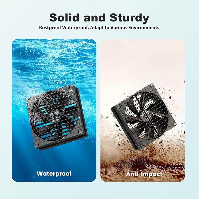 7.5" Solar Chicken Coop Fan 2 Pack, 15W x 2 Solar Powered Greenhouse Fan, Solar Exhaust & Intake Fans Outdoor Waterproof, for Doghouse Shed Pet Air Circulation Ventilation Cooling, No Battery