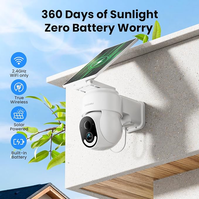 GALAYOU Security Cameras Wireless Outdoor - 2K Outside Battery Home Security Cameras for Front/Backyard, Fence with Spotlight/Siren, AI Human Detection, PIR Sensor, TF Card & Cloud Storage, R6 4 Pack
