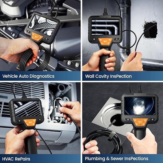 32.8FT Endoscope Camera with Light -IP67 Waterproof Borescope Inspection Camera with 4.3" IPS Screen, 1080P HD Sewer Tools with 8 Adjustable LEDs, Snake Cameras for Father's Day