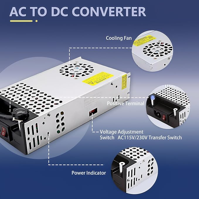 New Upgraded DIY SMPS 110V AC to DC 12V 40A 480W Power Supply,12v DC Power Supply,110v to 12V Converter Voltage Transformer for Motor Pump CCTV 3D Printer Air Compressor Led (12V-40A-480W, 12V)