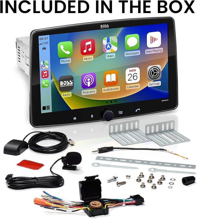 BOSS Audio Systems BCPA10 Single DIN Car Stereo Wireless Apple CarPlay, Wireless Android Auto, 10.1 Inch Touchscreen, Bluetooth, AM/FM Radio Receiver
