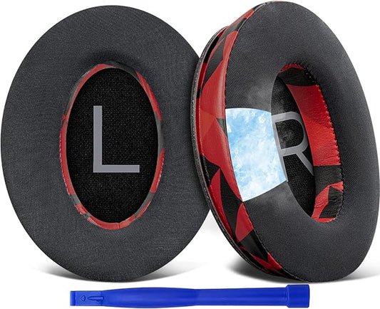 SOULWIT Cooling Gel Earpads Replacement for Bose QuietComfort 45 (QC45)/QuietComfort SE (QC SE)/Quiet Comfort Wireless Over-Ear Headphones, Ear Pads Cushions with Ice Silk Fabric - Red Storm
