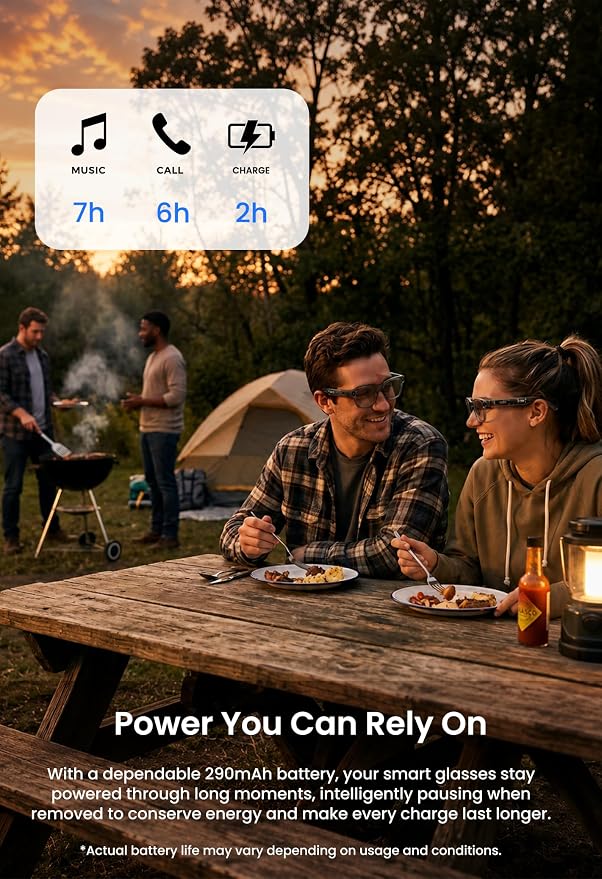 DPVR AI Smart Glasses with Camera and Bluetooth – 13MP 4K Camera Glasses for Men & Women, Video Recording Glasses with Continuous Voice Assistant, AI Translation, IP54, for Travel, Work, Music, Vlog