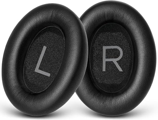 GEVO Replacement Ear Pads for Bose QC45, Ear Cushions for Bose QuietComfort 45 (QC45) & Quiet Comfort SE (QC SE) Headphones, Earpads with Softer Leather Noise Isolation Foam (Black)