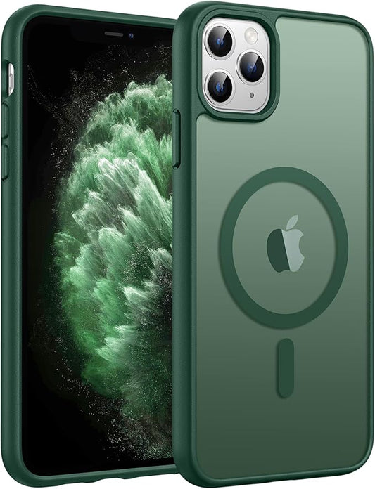 FNTCASE for iPhone 11 Pro Case: [Compatible with Magsafe] Translucent Matte Magnetic Phone Cover - Military Grade Drop Protection Shockproof Protective for iPhone 11Pro 2019 Cases - Green