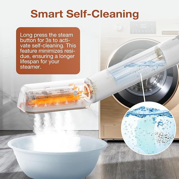 Newbealer 2in1 Travel Iron, 100-240V Clothes Steamer, 2 Steam Levels, Gold | Portable for On-the-Go, Heats in 20s, Dry Iron No Clamp, 180° Rotatable Head, 360° Leak-Proof, Auto-Off, Self-Cleaning, 90ml