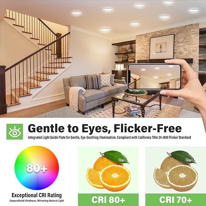 Flush Mount Ceiling Light Fixture - ETL Certified -11 Inch Dimmable 5000K Daylight White LED, 0.63'' Ultra Thin Round Design for Bedroom, Bathroom, Kitchen, Hallway, Basement, Closet (3-Pack)‌