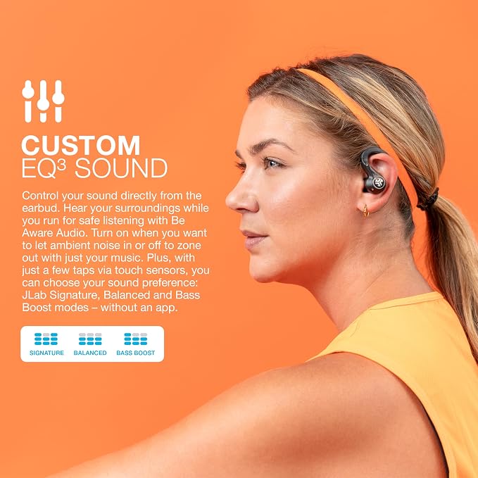 JLab Epic Air Sport ANC True Wireless Bluetooth 5 Earbuds, Headphones for Working Out, IP66 Sweatproof, 15-Hour Battery Life, 55-Hour Charging Case, Music Controls, 3 EQ Sound Settings