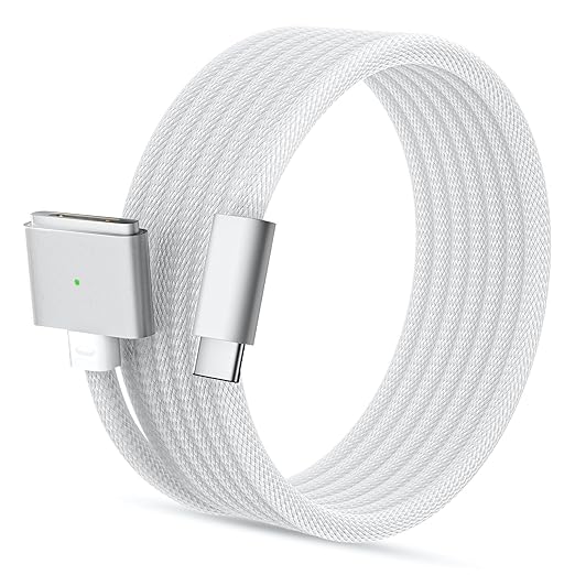 140W USB C to Magnetic 3 Safe Charging Cable(2 M/6.6 ft)for M5/M4/M3/M2/M1 MacBook Pro Air Charger Cord for MacBook Pro (16"/14"2026/2025/2024/2023/2021), Air (15"/13"2026/2025/2024/2023/2022)White