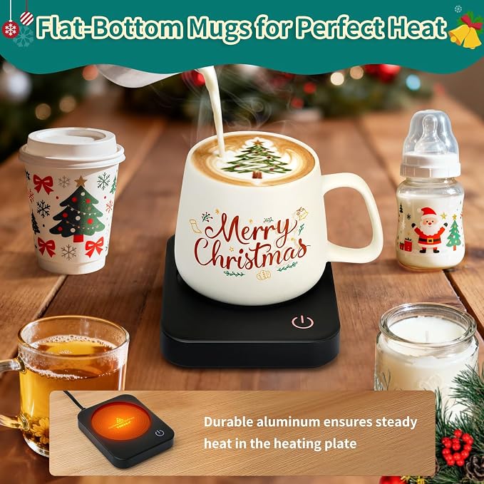 VOBAGA Coffee Mug Warmer for Desk with Auto Shut Off & 3-Temp Settings, Coffee Cup Warmer with Smart Safety Alert Home Office Accessory, Perfect for Coffee, Tea, Milk