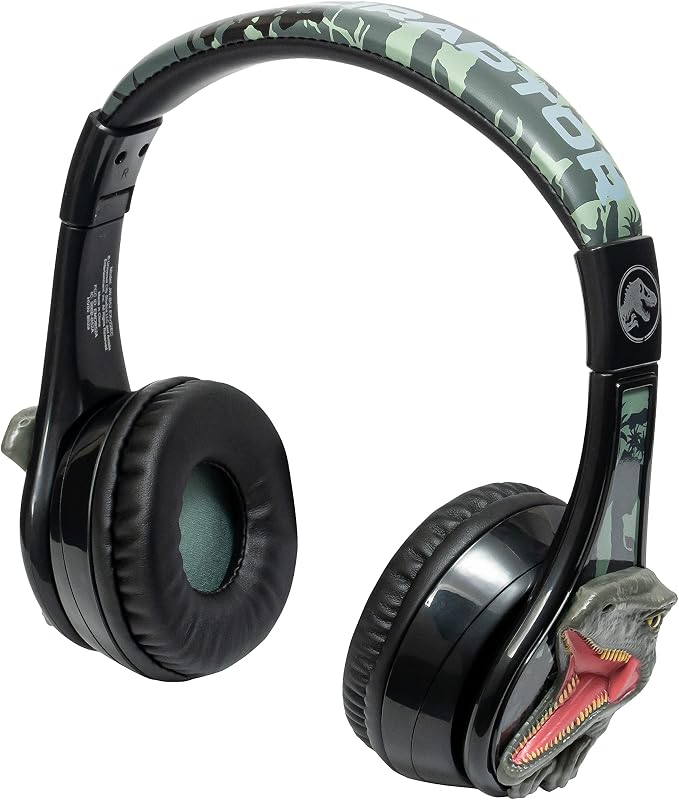 Jurassic World Bluetooth Headphones for Kids, Volume Reduced Wireless Headphones for School Home or Travel (Jurassic World)
