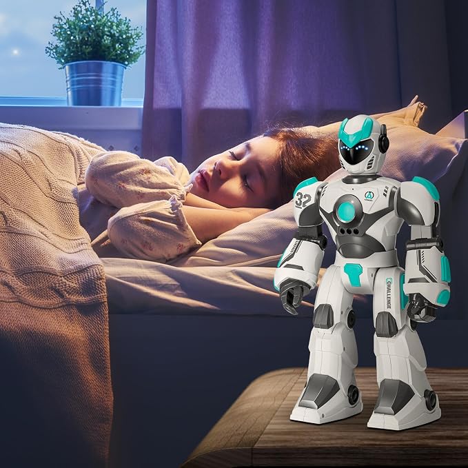 Remote Voice Control Large Robot: Intelligent Programmable Popular Science Story Toys with Gesture Sensing Presents for Kids