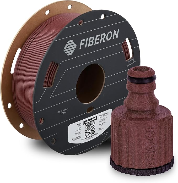 Polymaker Fiberon ASA-CF08 Dark Red Carbon Fiber 3D Printing Filament 1.75mm 0.5KG, UV & Weather Resistant, High Rigidity, Heat Resistant, Easy to Print, Functional Parts & Prototypes