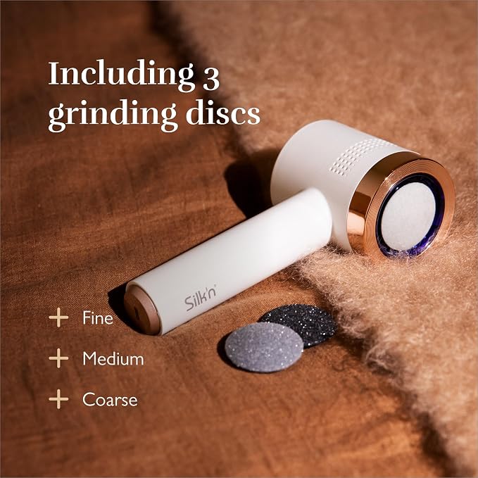 Silk'n Electric Callus Remover for Feet, Mess-Free Vacuum Foot File, Rechargeable Pedicure Tool with 3 Grinding Discs & 2 Speeds, Removes Dead Skin, Cracked Heels & Hard Calluses, USB-C