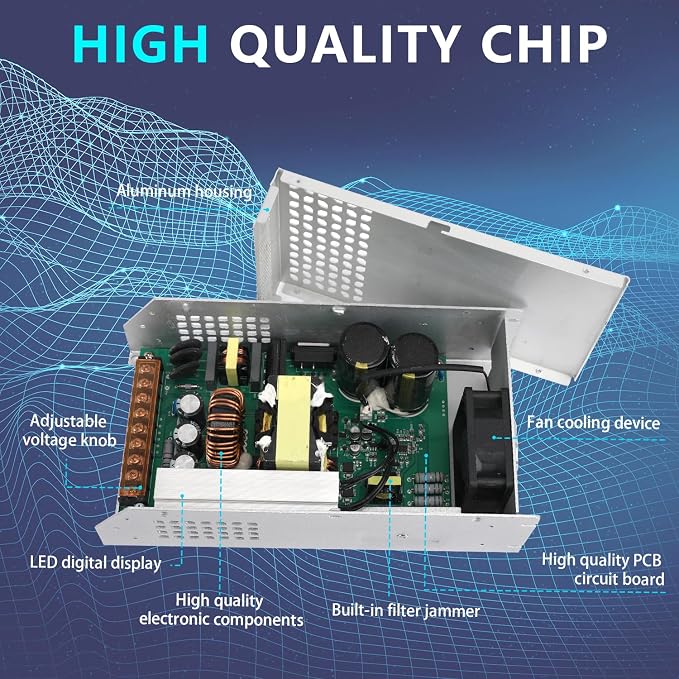DC 48V 25A 1200W Power Supply Adapter 110V AC to 48V DC Converter Power Supply for Drive Sensor Lamp Meter Controller Servos Electric Motor