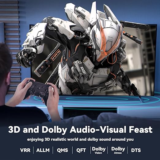 8K HDMI 2.1 Cable 100ft, Long Fiber Optic HDMI Cable, Ultra High Speed Thin HDMI Cord, 48Gbps, 8K@60Hz 4K@120Hz, Dynamic HDR, Dolby, HDCP 2.2&2.3, 3D, for HDTV Monitor Game Laptop Home Theatre
