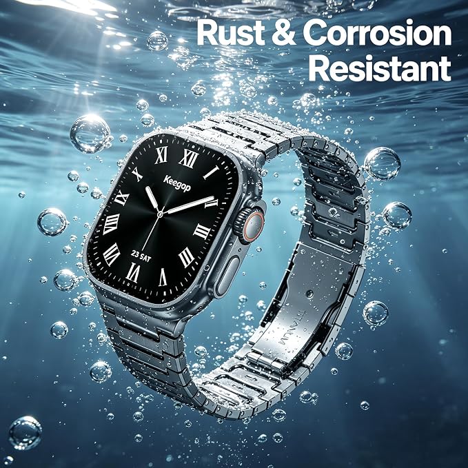 Titanium Apple Watch Band for Men Compatible with Apple Watch Ultra 3/2/1 49mm,iWatch Series 11/10/9/8/7/6/5/4/SE/3/2/1 (46/45/44/42mm),Lightweight Waterproof and Scratch Resistant Metal Strap