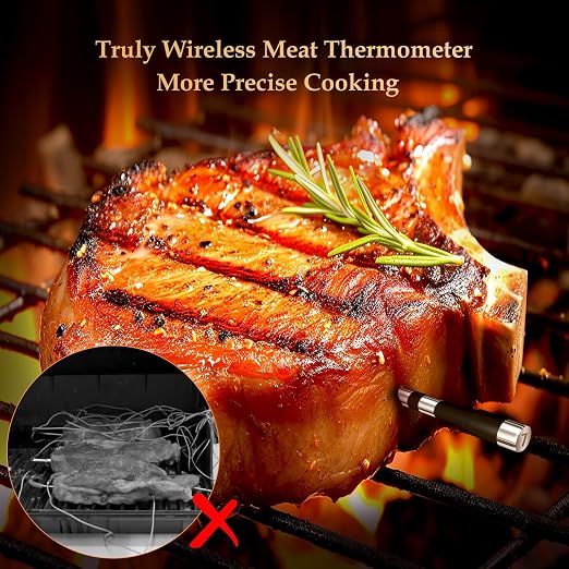 Dual-Probe Wireless Meat Thermometer for Grilling, Smoking, BBQ - Bluetooth Enabled Smart Grill Thermometer with 2 Probes, Digital Food Thermometer, 800ft Long Range,Cooking Thermometer for BBQ/Grill