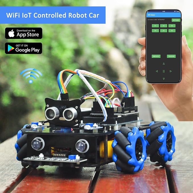 Mecanum Wheels Robot Car Kit for Arduino Mega2560 STEM Remote Controlled DIY Coding Learning & Programming Kit Omni Directional (for arduino)