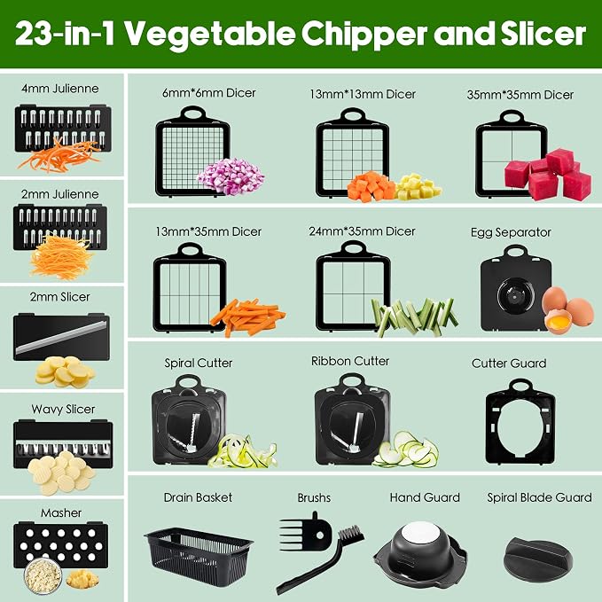 10 Blades Chopper & 100ML Garlic chopper 23-in-1 Multifunctional Kitchen Powerhouse‌