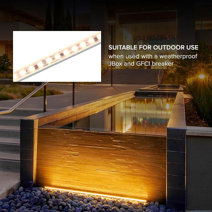 Maxxima 24 in. Hardwired LED Under Cabinet Strip Light, 920 Lumens, 3000K Warm White, Kitchen and Living Room 120V White Cove Lighting, No Power Supply Needed