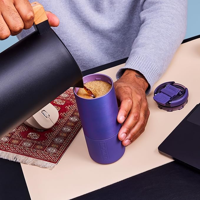 BrüMate Strova 18oz 100% Leakproof Insulated Coffee Mug | Ceramic-Lined Interior | Built-In Silicone Sleeve for Travel | Locking Flip Lid (Terrazzo)