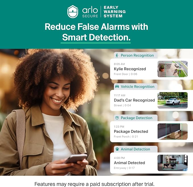 Wireless Outdoor Camera with 4X Longer Battery - Essential XL Security Camera 2K (3rd Gen, Latest Release), Person Recognition, Package Detection, Animated Preview, 1-Mo. Trial of Secure Plan, 3 Cam