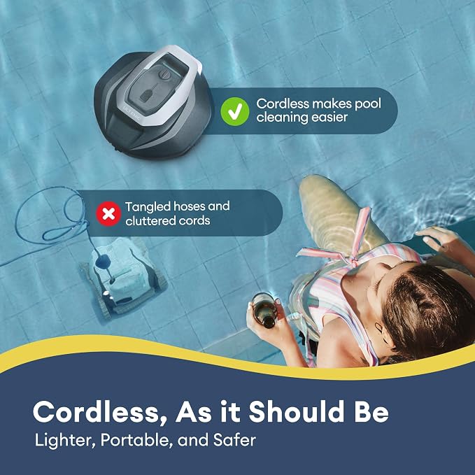 Ultenic Cordless Robotic Pool Cleaner with Remote＆APP Control, Pool Vacuum for Above & In-Ground Pool up to 850 Sq.ft., 90 Mins Long Runtime, Fast Charging, Self-Parking＆2.5L Large Filter, Green
