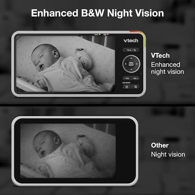 VTech Smart WiFi Baby Monitor – See Your Baby at Home or from Anywhere, 2K Camera, 5.5" Screen, 24X Zoom, Wide Angle, Night Vision, Night Light, Free App | Smart HD Plus