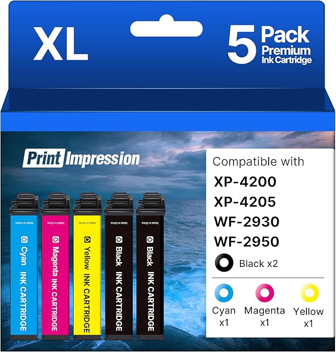 Remanufactured Ink Cartridge Combo Pack Replacement for Epson 232XL Ink Cartridges High Yield Work for XP-4205 XP-4200 WF-2930 WF-2950 Printer, 5 Pack-BCMY