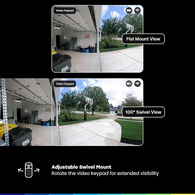 myQ Smart Garage Door Video Keypad + Wired Power Adapter Kit, with Wide-Angle Camera, Customizable PIN Codes, and Smartphone Control, Works with Chamberlain, LiftMaster and Craftsman openers