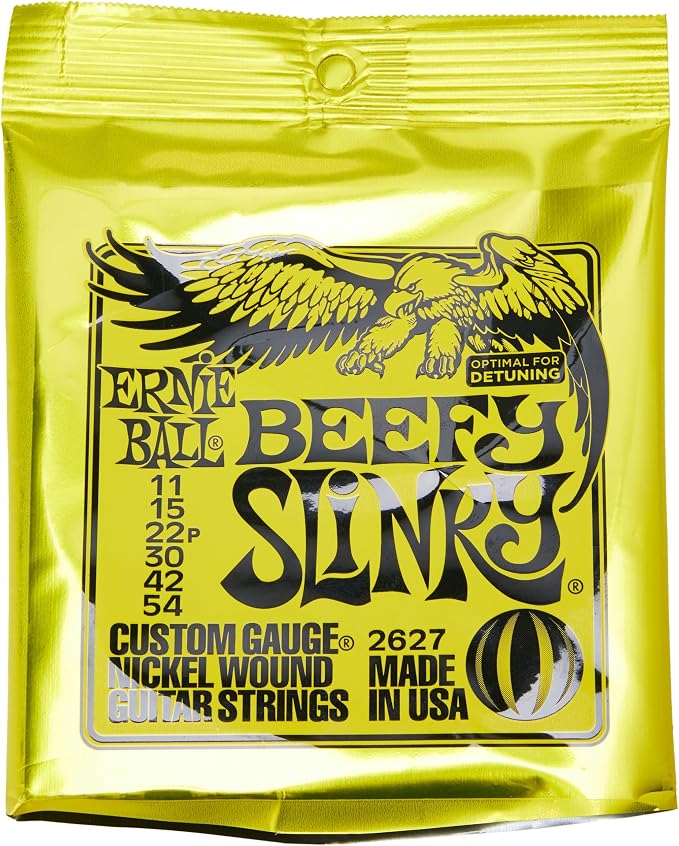 Ernie Ball Beefy Slinky Nickel Wound Electric Guitar Strings, 11-54 Gauge (P02627)
