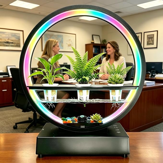 Led Atmosphere Lights with Bluetooth Speaker RGB Color Changing Table Lamp Dimmable Night Light USB Desk Ambient Lights for Mom Mother Kids Girls Gift Bedroom Office Home Decor (Plant Not Included)