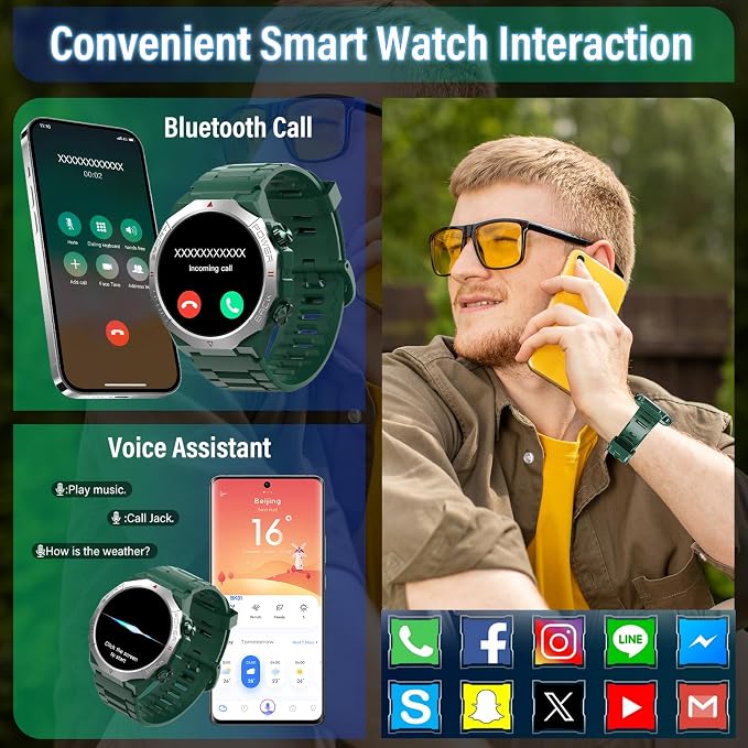 Smart Watch for Men (Answer/Make Calls), Rugged Men's Military Smartwatch, 1.39" HD Fitness Tracker with Heart Rate/Sleep/Step Monitor, 110+ Sport Modes, IP68 Waterproof Activity Tracker Android iOS