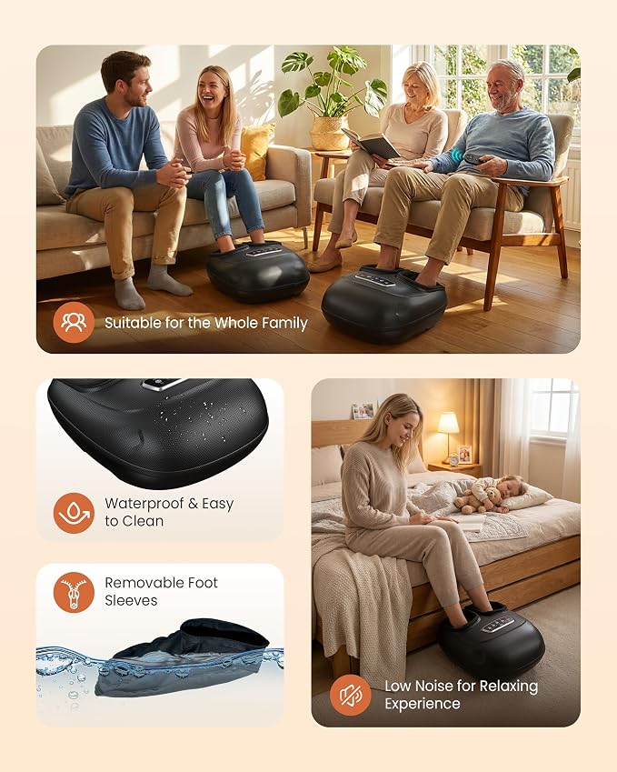 CILI 2026 Upgraded 4-in-1 Heated Foot Massager with Shiatsu, Compression & Vibration, Fathers Day Dad Gifts for Men,Feet Massager Machine with Remote Control, Deep Kneading, Fits Big Feet 14 Men