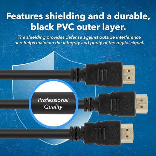 OREI Ultra High Speed 4kHDMI Cable 6ft – High-Speed 10.2Gbps, 3D, ARC, Ethernet – Premium 6ft HDMI Cable for TVs, Monitors, Home Theater & Gaming (3 Pack)
