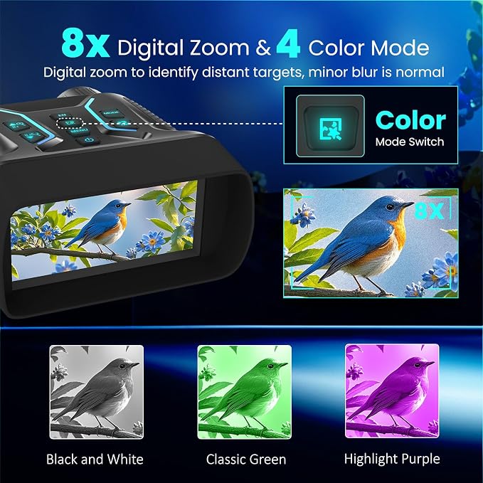 Night Vision Binoculars for Adults & Kids - 4.5'' Screen Infrared Night Vision Goggles Camera with Case, 4K Video & 36MP Photos, 8X Digital Zoom, 7-Level Infrared, 4500mAh Battery for Camping,Security