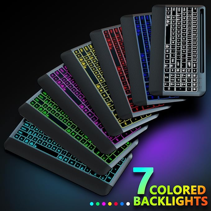JOYACCESS Silent RGB Backlit Wireless Keyboard Mouse Set, Rechargeable 3000mAh Keyboard, Ergonomic Wrist Rest, 2.4G USB‑A/C, for PC Mac Laptop Office - Space Gray