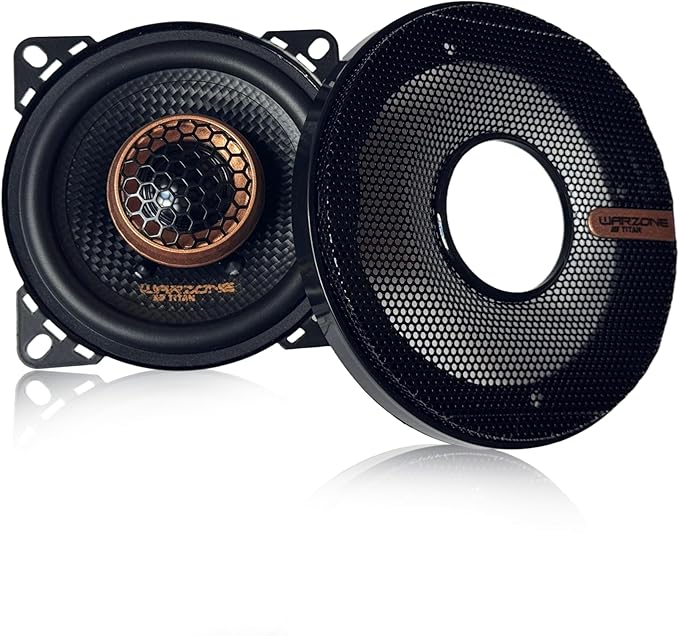Warzone 2X WZ40PTi 4-Inch Super Coaxial Speaker Pair, 4 Ohm, 350W Max, 80W RMS, 90dB Sensitivity, Ferrite Magnet Woofer & PEI Dome Tweeter for Pro Car Audio