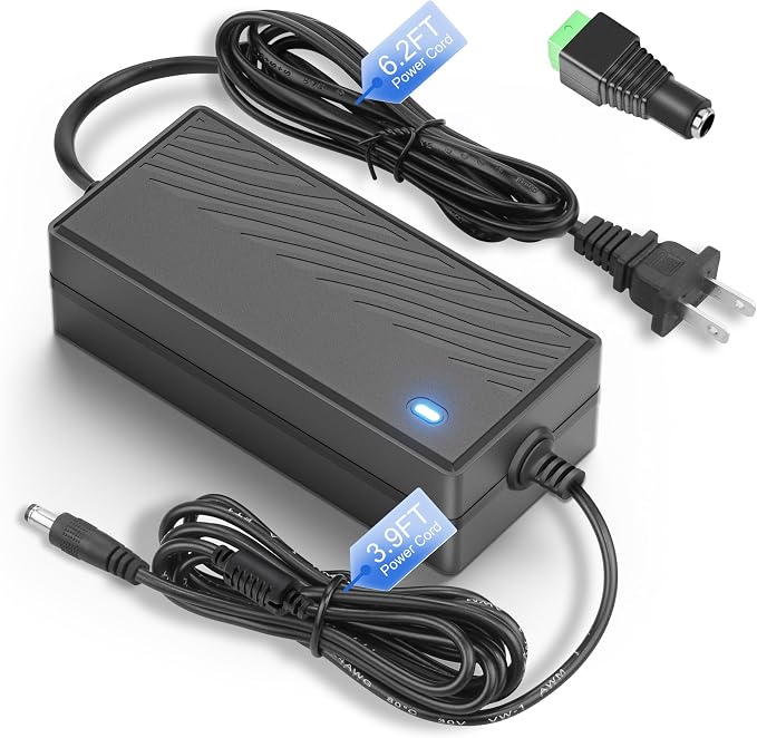ALITOVE 12V Power Supply 5A 60W Max AC to DC Adapter 100~240V to 12 Volt Transformer Power Adapter 5 Amp 4A 3A 5.5x2.1mm Plug for LED Light Lamp PC Monitor CCTV Security Camera HDD Enclosure