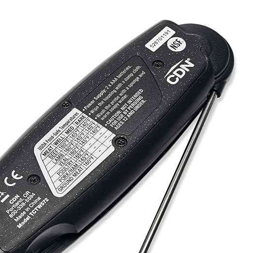CDN TCTW572 ProAccurate Digital Themometer - Folding Thermocouple Thermometer - Instant Read - Stainless Steel Tip - Black