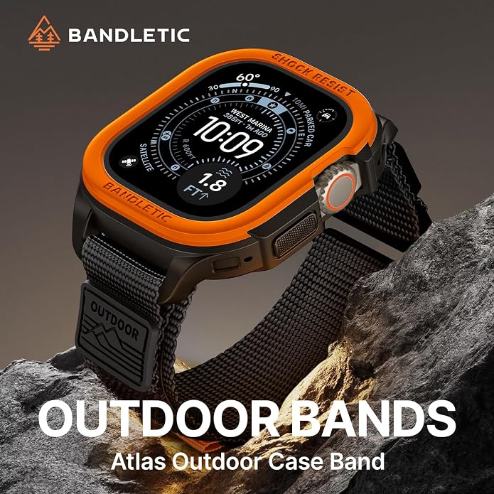 Bandletic Rugged Case with Band Compatible with Apple Watch 49mm(Ultra 3/2/1),46mm(Series 11/10), 45mm(Seriess 9/8/7),44mm(SE3/SE2/SE/6/5/4), Protective Cover Sport Accessories for iWatch Men