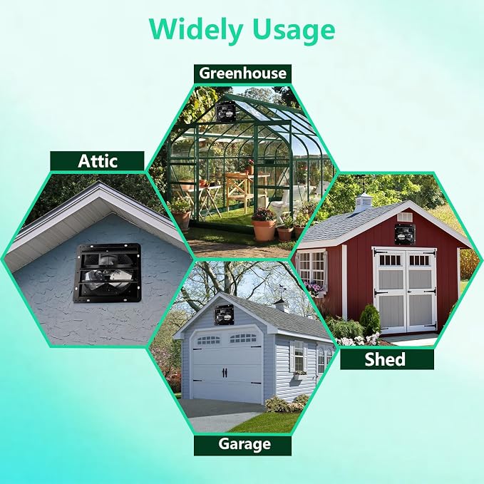 10 Inch Shutter Exhaust Fan,Wall Mount Ventilator Fan with ON/OFF Switch,Attic Chicken Coops Vent Fan for Greenhouse, Gable, Barn, Garage, Shed Ventilation Fans 647CFM,1700 RPM