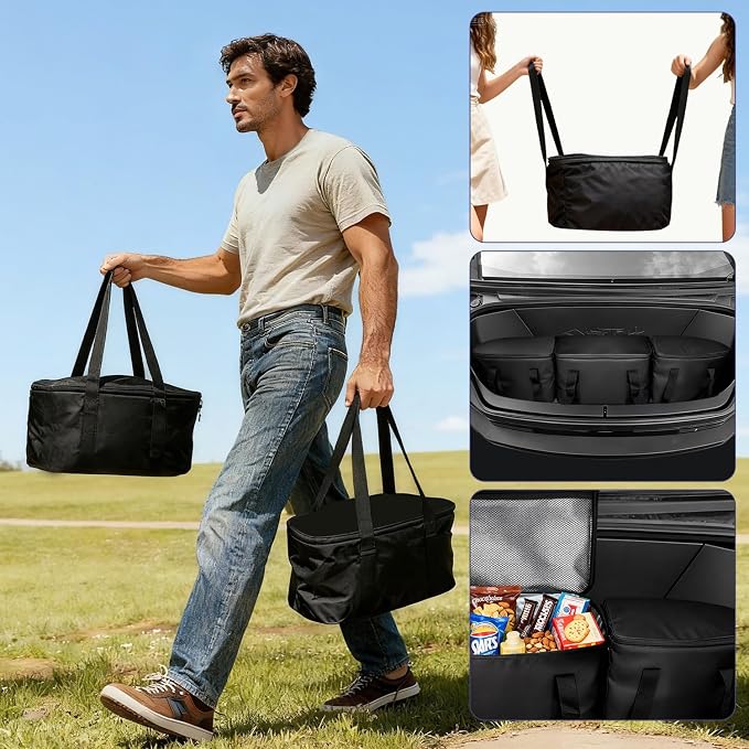 Cybertruck Cooler Bags, 3-Pack Frunk Organizer for Tesla Cybertruck, Waterproof Oxford Fabric, PEVA Liner, Pearl Cotton Insulation for Picnic Camping Road Trips